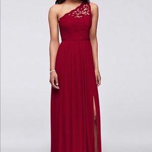Apple Red David’s Bridal Bridesmaids Dress